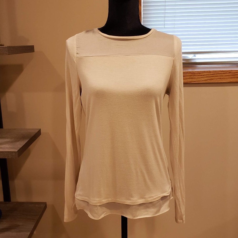 The Limited Cream Long Sleeve Top with Mesh Details  Size M